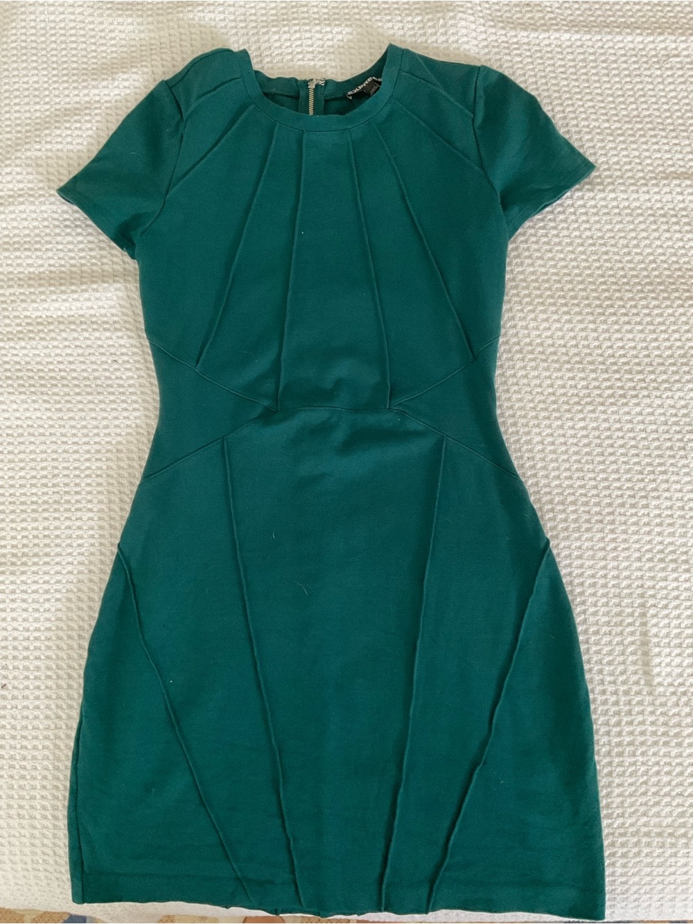 Express Teal Fitted Short Sleeve Mini Dress